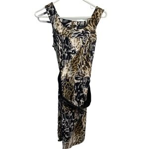 joei & i womens dress size 6 animal print sleeveless with belt